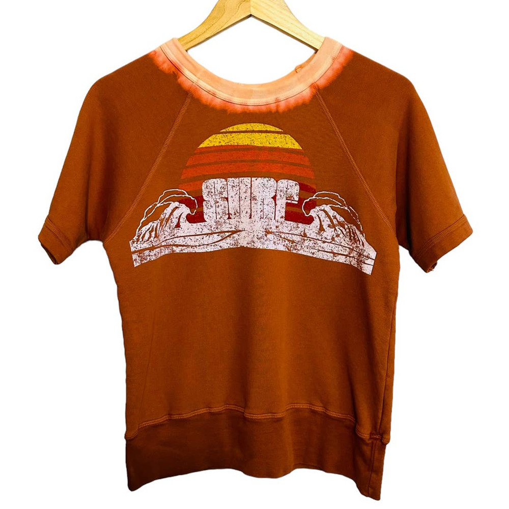 Free People Orange Surf Graphic Sweatshirt